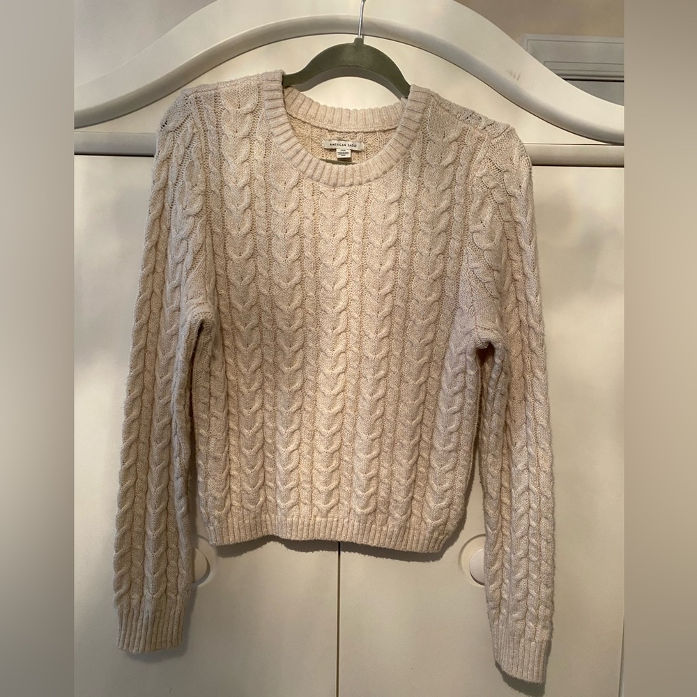 American Eagle Outfitters Cable Knit Sweater in Cream